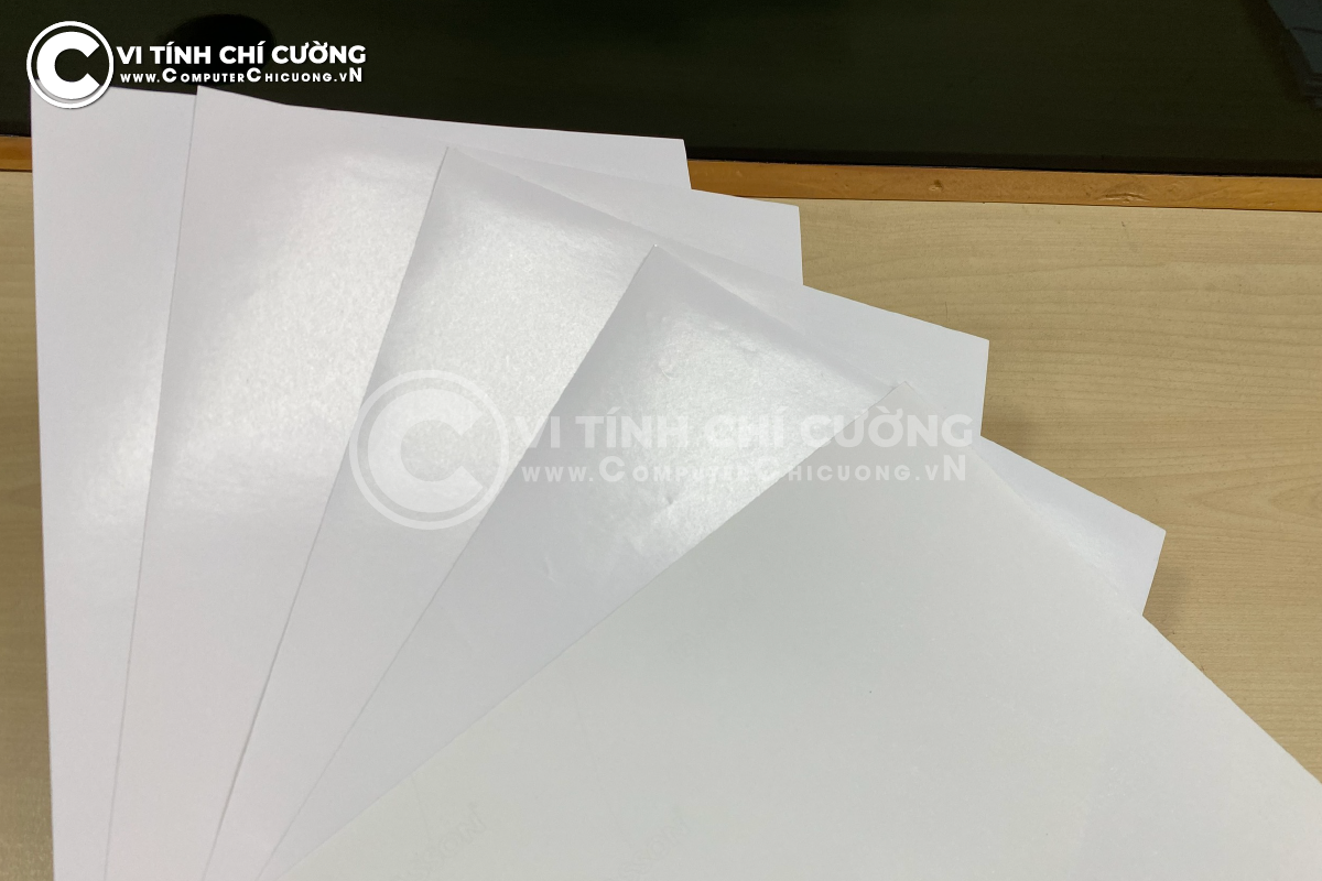 Decal Màng Tổng Hợp Trắng Mờ 54μm Có Lớp Phủ In – Keo Nước, Đế Kraft tại Computer Chí Cường