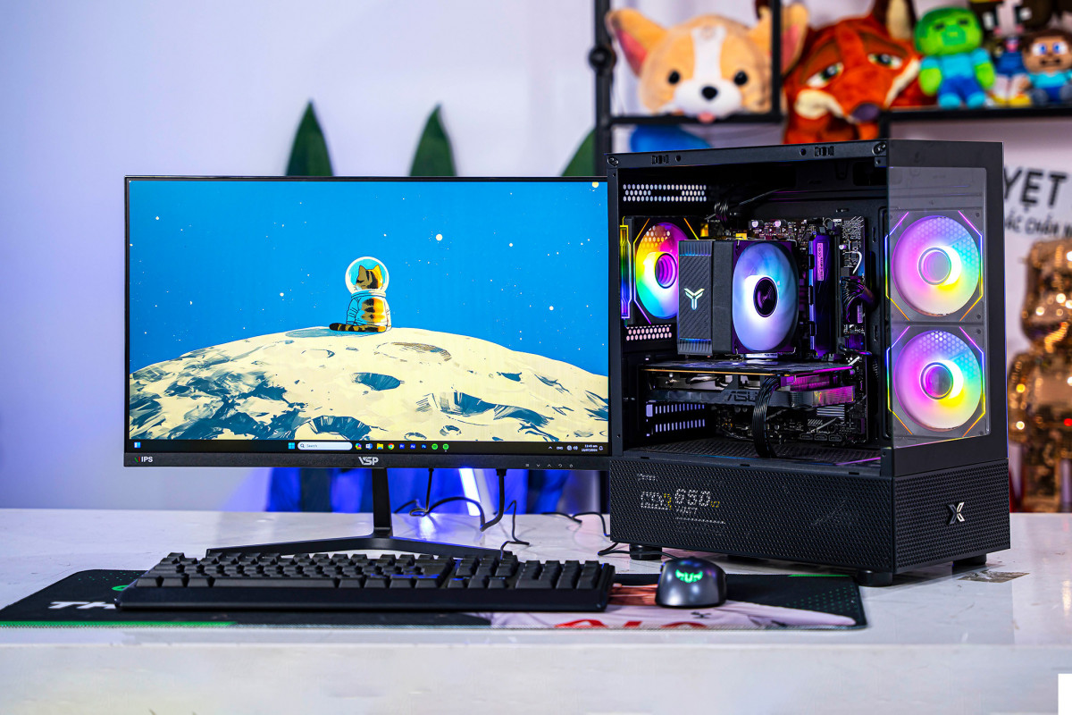 Bộ PC Gaming i5-12400F RTX 3060 Ti case bể cá LED – chơi game và học tập tại Computer Chí Cường TP.HCM