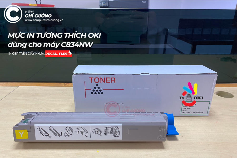 Ống mực thay thế OKI C834nw màu Vàng nguyên hộp vỏ chip bột mực tại Computer Chí Cường TP.HCM