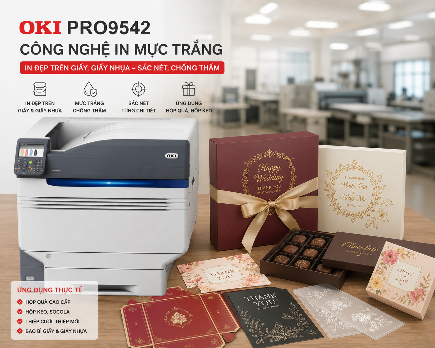 So sánh in màu CMYK thông thường và in mực trắng White Toner trên nền đen
