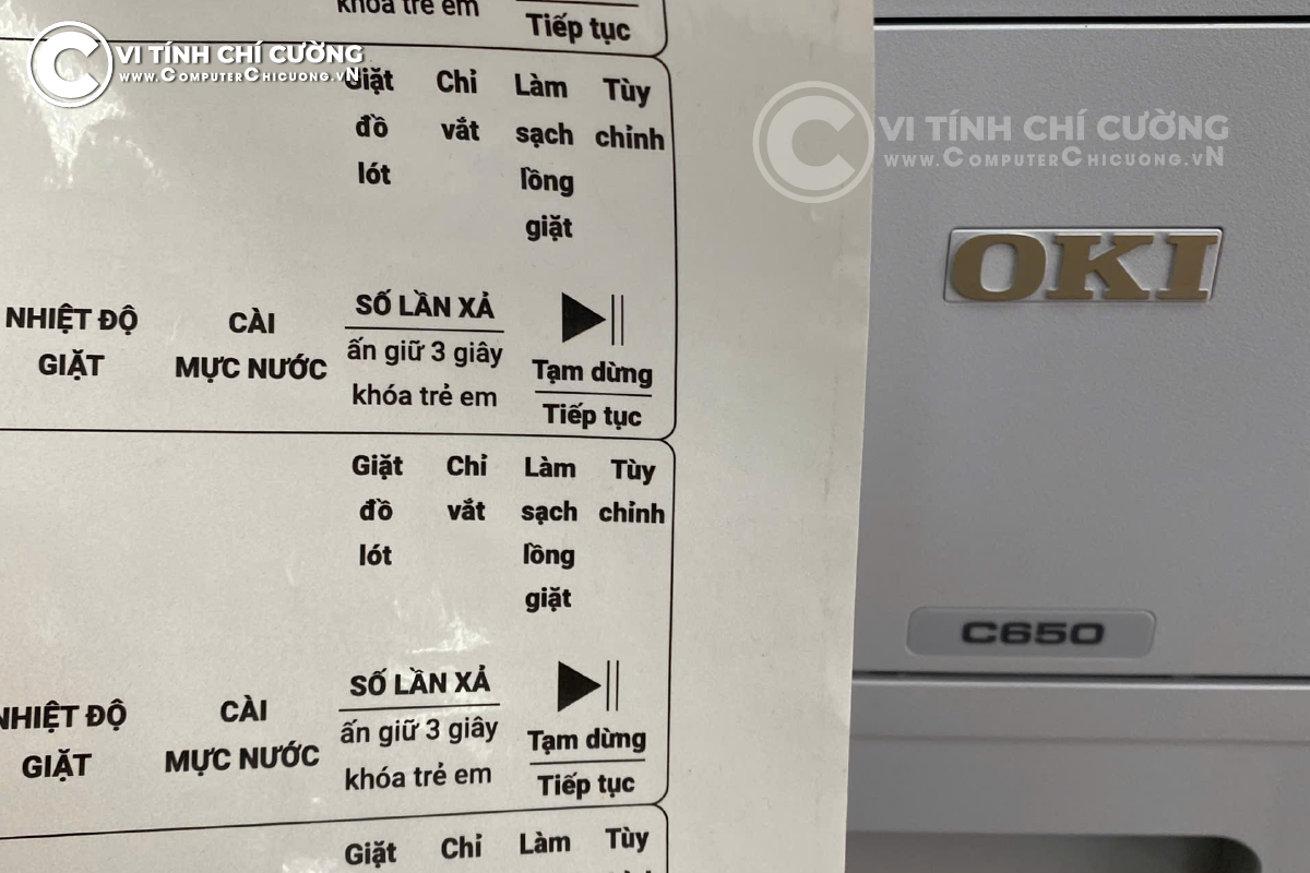 Tem decal trong decal film PP in bằng máy in OKI dán trên chai lọ sản phẩm